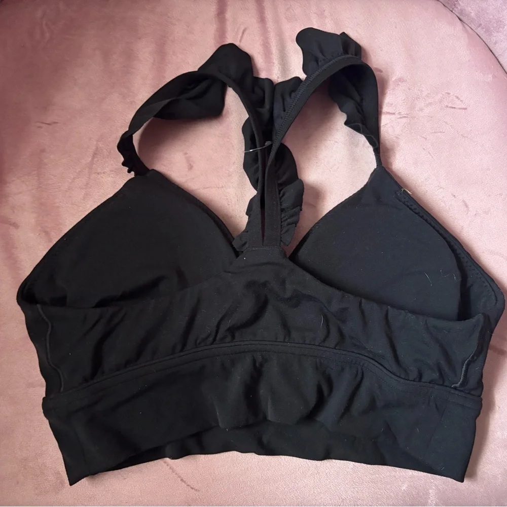 Black Ruffled Women's Bralette - Picture 2 of 3